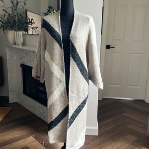 Tan, cream and black duster